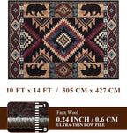 Rustic Cabin Area Rug 10x14, Lodge Wildlife Bear Washable Large Area Rug - Image 2