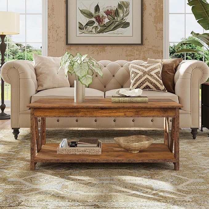 WLIVE Coffee Table, Wood Center Table - Image 4