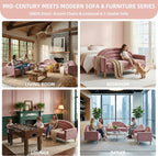 63" Small Loveseat Sofa for Small Spaces, Mid Century Modern Sofa, Linen - Image 6