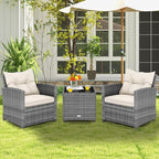 Tangkula 3 Pieces Patio Furniture Set, PE Rattan Wicker 3 Pcs Outdoor Sofa Set - Image 2