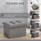 Ornavo Home Small Storage Ottoman, Foldable Collapsible Rectangle Linen Ottoman - Image 5