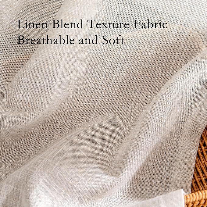 MYSKY HOME Natural Linen Curtains 30 Inches Long - Image 6