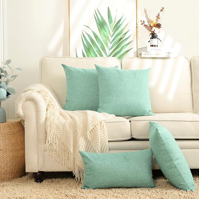Stellhome Set of 2 Linen Throw Pillow Cover Square Spring Decorative Farmhouse - Image 4