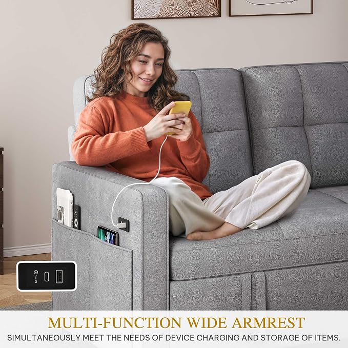 DWVO 3 in 1 Convertible Sleeper Sofa Bed, Velvet Futon Couch - Image 7