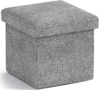 Ornavo Home Small Storage Ottoman Foldable Collapsible Cube Square Linen by OrnavoHome
