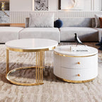 Modern 2 Pieces White Round Nesting Coffee Table by Flieks