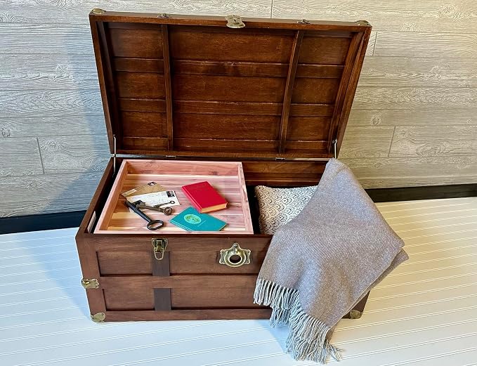 Steamer Trunk Hope Chest for Blankets, Amish Hand-Crafted in USA Maple - Image 3