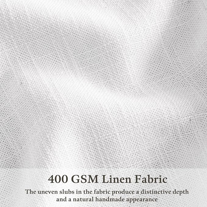Semi Sheer Pinch Pleated Boho Linen Window Curtains 63 Inch Long 2 Panels | - Image 2