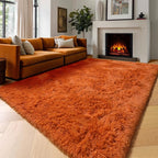 Amdrebio Burnt Orange Shag Area Rug 9x12 - Image 3