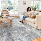 8x10 Washable Living Room Rug – Modern Neutral Abstract Large Area Rug - Image 3
