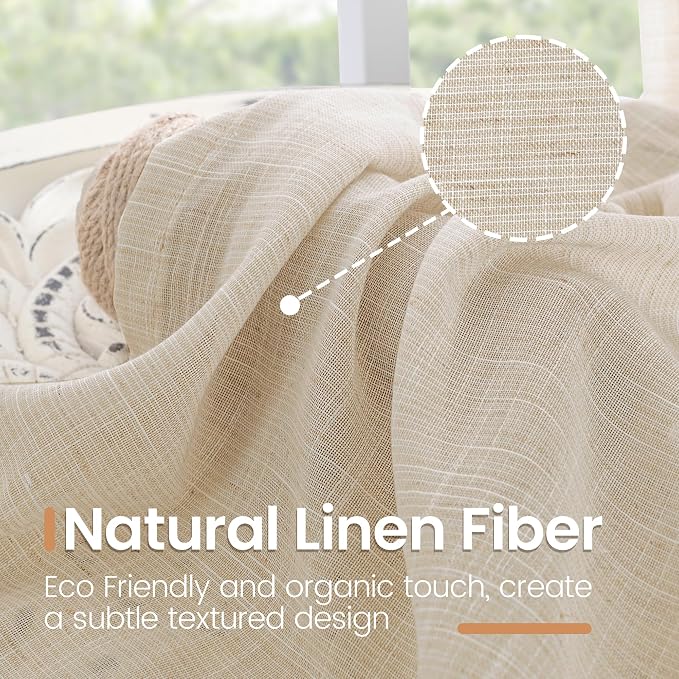 BGment Natural Linen Curtains 72 Inches Long - Image 3