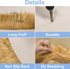 15.7 Inches Mini Khaki Round Faux Fur Sheepskin Area Rug, Fluffy Small Circle - Image 4