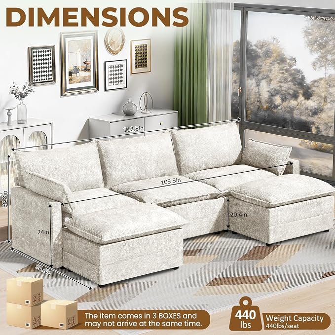 LEVELEVE 112.5" U-Shape Modular Sofa - Image 2