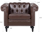 GDFStudio 39" Mid-Century Modern Sofa PU Leather Accent Couch - Image 2