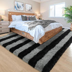 4x6 Black and Grey Fluffy Soft Area Rug Non-Slip - Image 3