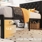 Fluest Twin Bed Frame with Headboard PU Leather Upholstered Bed Frame Platform - Image 5