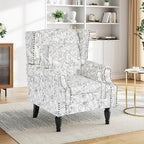 Pia Ricco Set of 2 Floral Accent Chairs, High Back Upholstered Armchairs - Image 5