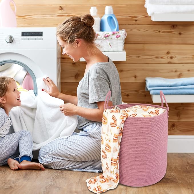 XUANGUO Cotton Rope Laundry Basket Hamper - Image 4