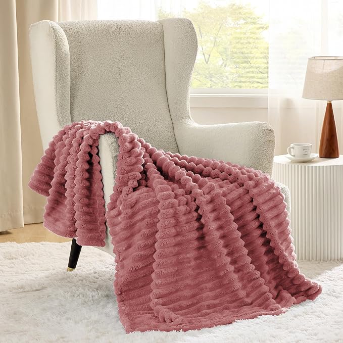 Bedsure Soft Throw Blanket for Couch Decor Gifts Dusty Pink 50"x60" | Birthday - Image 3