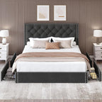LARMACE Full Size Bed Frame Upholstered Platform Bed - Image 7