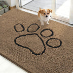 OLANLY Dog Door Mat for Muddy Paws 48x30, Paw Print Design Chenille Mud Mat | by OLANLY