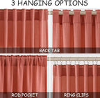 Coral Linen Curtains 120 Inches Long 2 Panels Set Back Tab Loop Pocket Light - Image 2