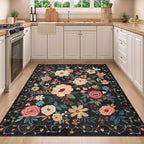 DUKINO 4x5 Area Rug for Entryway, Soft Floral Washable Rug Non Slip, - Image 4