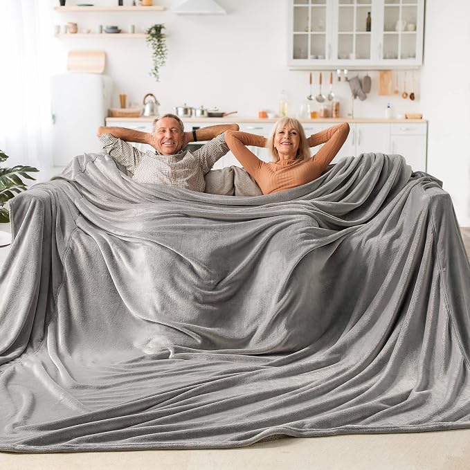 BEDELITE Fleece Blanket Soft Plush Oversized Bed Blanket Grey 120"x120" | Ultra by BEDELITE
