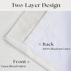 Beige White Pinch Pleated 100% Blackout Linen Curtains W60xL102 1 Panel | Black - Image 3