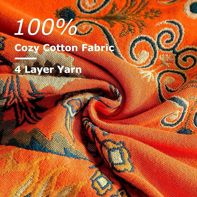 LUTBM Boho Throw Blanket for Bed 100% Cotton Soft Lightweight Quilt Floral - Image 6