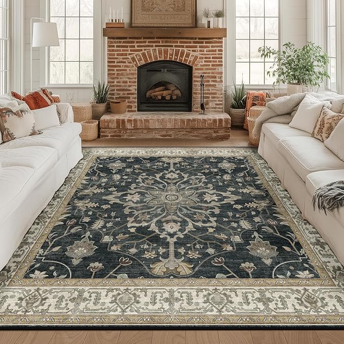 RELEANY Washable Area Rug, Square 8'x8', Water Repellent, Pet Friendly by RELEANY