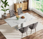 Henf 5 Pieces Faux Marble Dining Table Set - Image 2