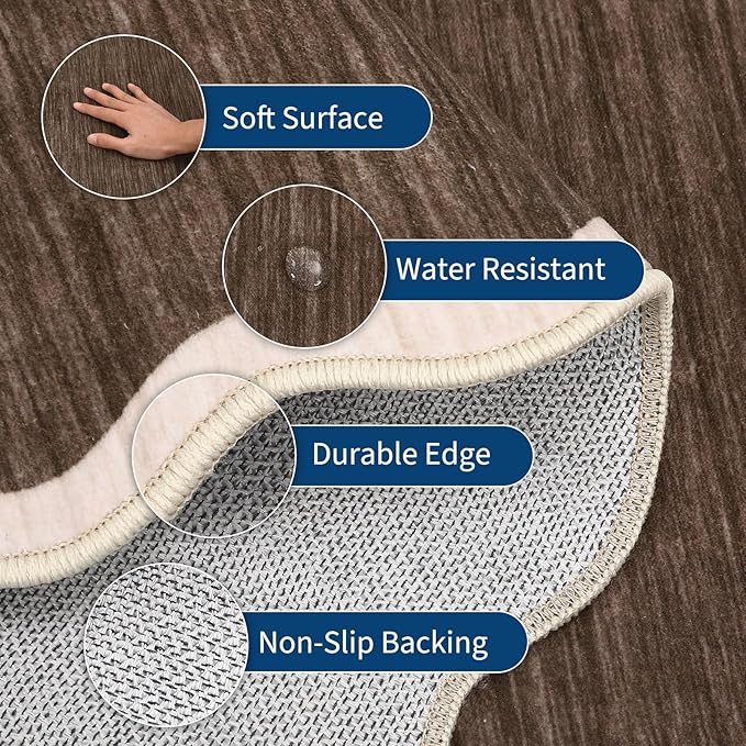 GarveeHome Scalloped Washable Runner Rugs 2x6 Modern Non Slip Kitchen Rugs | - Image 4