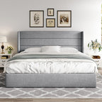 Allewie King Size Lift Up Storage Bed, Modern Wingback Headboard, Hydraulic - Image 7