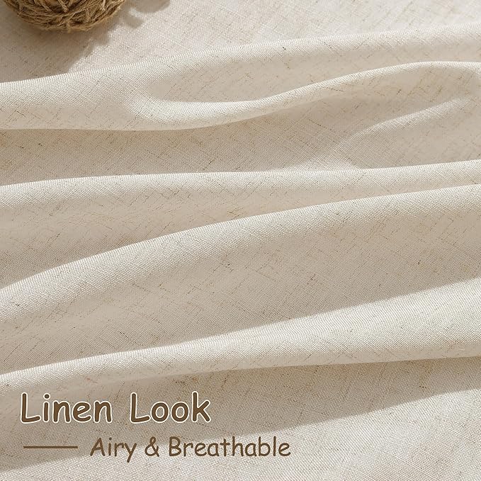 Cream Beige Linen Curtains 80 Inch Length - Image 4