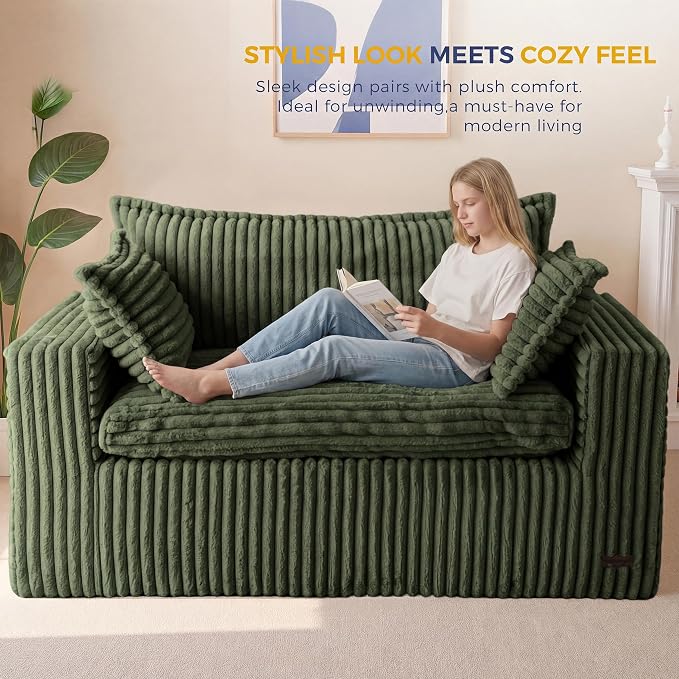 MAXYOYO 59" Bean Bag Sofa Couch, Loveseat Boneless Couch in a Box, Upholstered - Image 3
