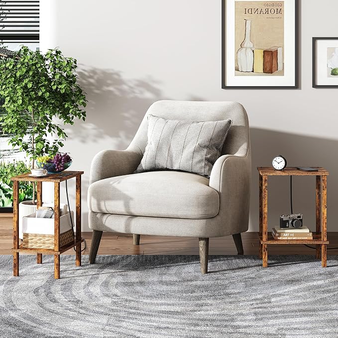 TUTOTAK End Table with Charging Station, Small Side Table with Outlets - Image 8