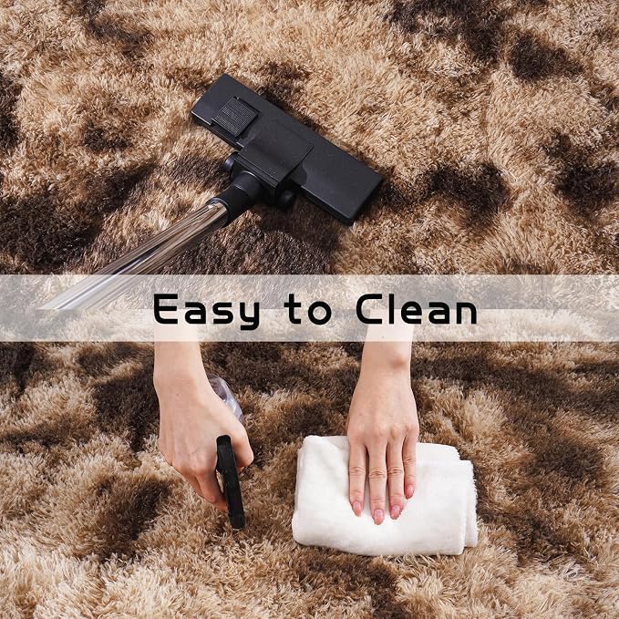 Super Fluffy Area Rug for Living Room 5x7, Shaggy Carpet, Tie-Dyed Coffee | - Image 6
