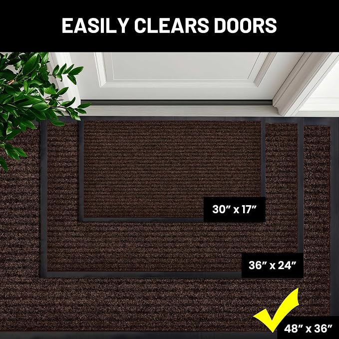 Front Door Mat, Indoor Outdoor Welcome Entryway Doormat, 48x36 Dark Brown | - Image 4