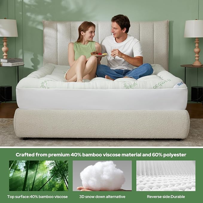 BEDLORE Twin Mattress Topper Viscose Derived from Bamboo, Thick Pillow Top - Image 3