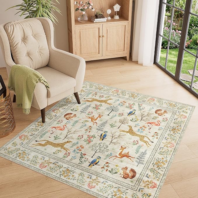 DUKINO 4x4 Square Area Rug, Washable Animal Rug - Image 5