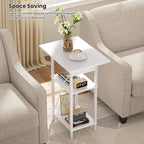 Asgolion Tall Side Table with Charging Station, Skinny End Table Nightstand - Image 4