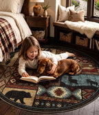Rustic Round Rug 4ft, Washable Circle Rug - Image 6