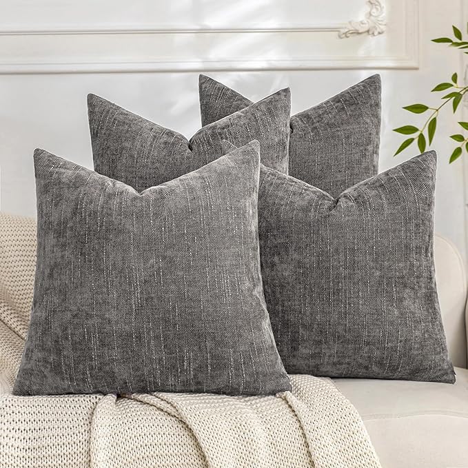 Set of 4 Soft Textured Decorative Throw Pillow Covers 20x20 Inch Cozy Farmhouse by Cozoomy