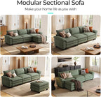 LINSY HOME 123" Modular L-Shaped Sectional Sofa, 3-Seat Corduroy Modern Cloud - Image 6