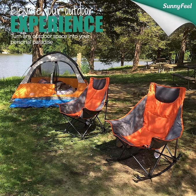 SUNNYFEEL Oversized Heated Rocking Camping Chair, Fully Padded Patio Chair - Image 2