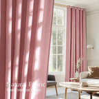 NICETOWN Linen Pink Curtains for Girls Room, Grommet Thick Flax Semi Sheer - Image 4
