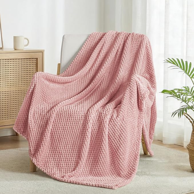 Exclusivo Mezcla Soft Waffle Fleece Bed Blanket Queen Size, Cozy Flannel - Image 4