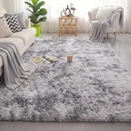 Amdrebio Tie-Dyed Light Grey Fluffy Area Rug 4x6 - Image 5