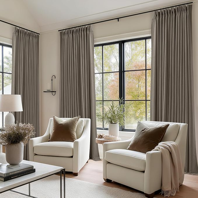 Dark Taupe 96 Inch Blackout Pinch Pleated Curtains 2 Panels - Image 8